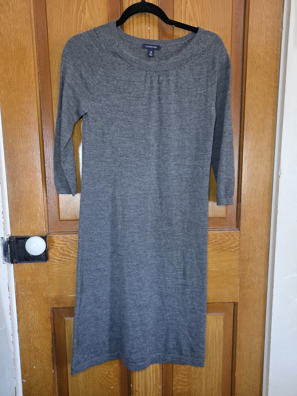 Lands' End Heather Gray Long Sleeve Merino Wool Dress